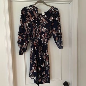 Loft Navy Blue Dress with Belt